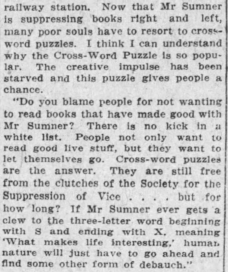 April 22, 1924: Crosswords versus the censors