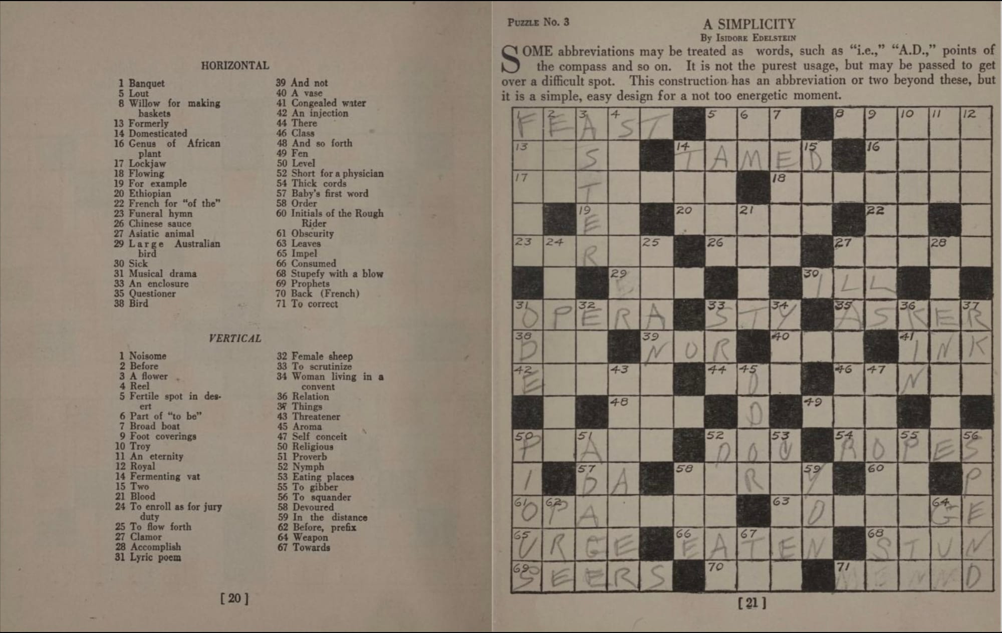 A teenager contributes to the first crossword book