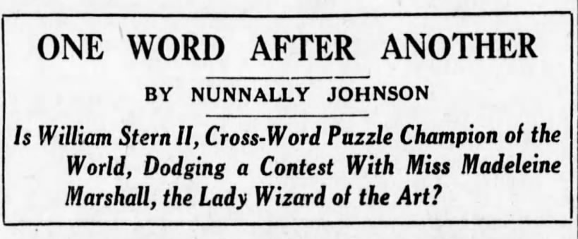 The Crossword Champion vs. "the Lady Wizard of the Art"